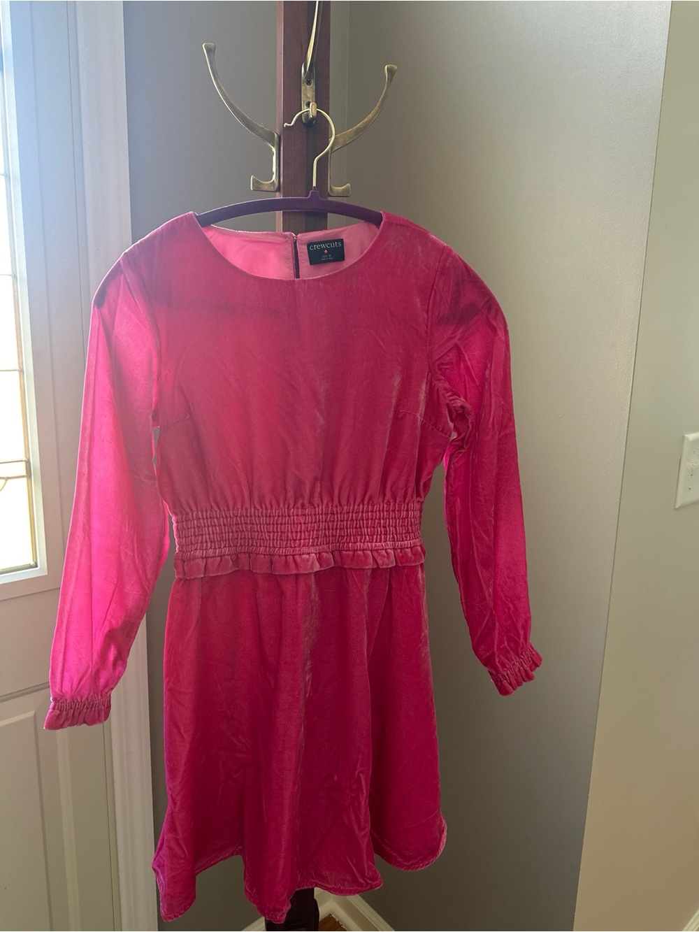 Crewcuts J.Crew Girls Pink Velvet Smocked Dress Size 12 Holiday Party